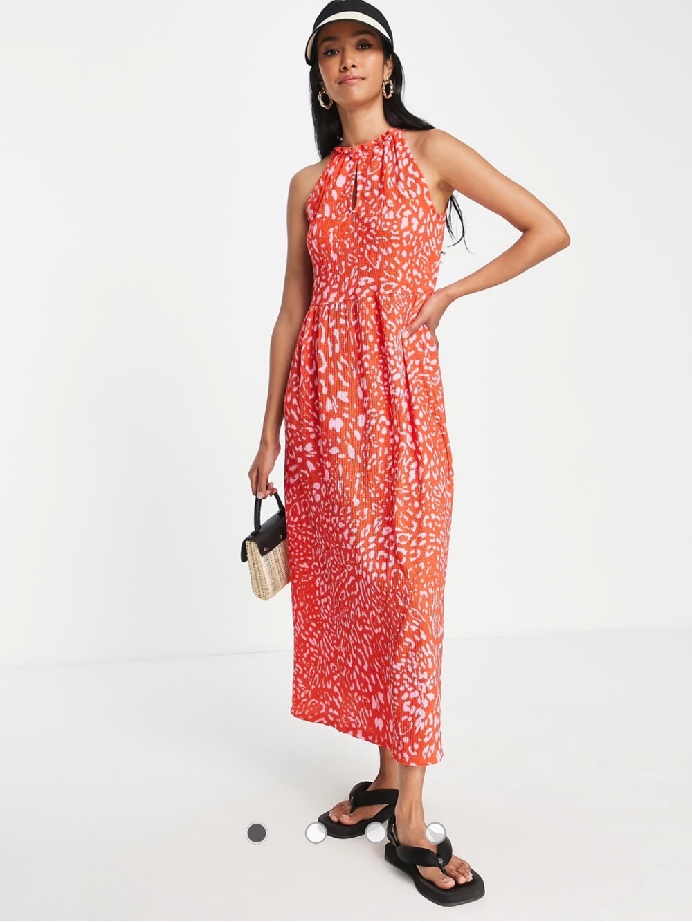 Vero Moda Halterneck maxi dress in red print